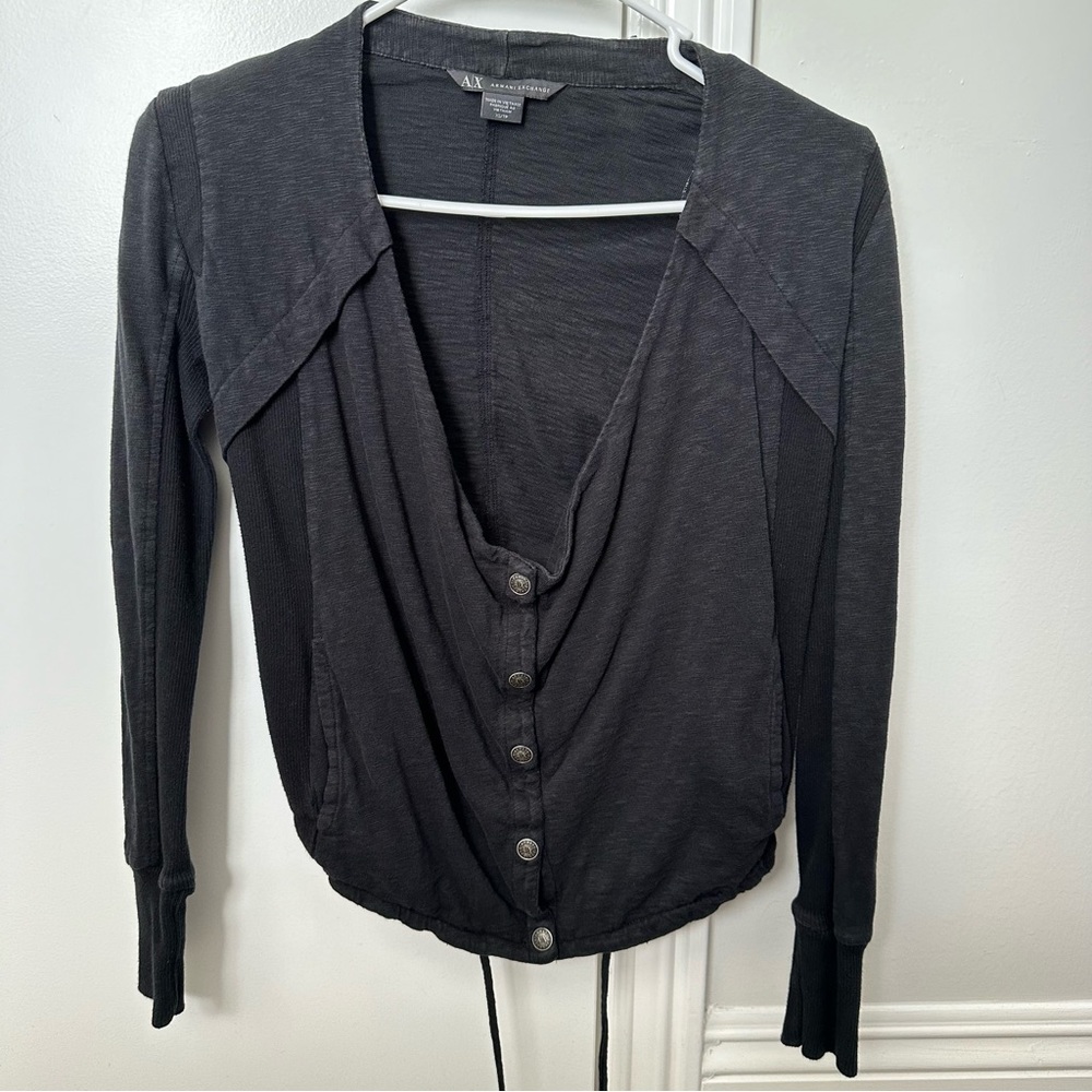 Black Armani Exchange Cropped Cotton Sweater Size XS